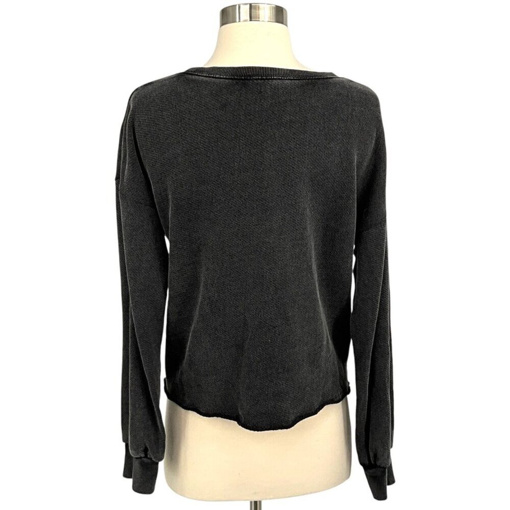 Paige Raeanne Graphic Sweatshirt Washed Black Size XS Rose Garden Melody - Picture 3 of 10